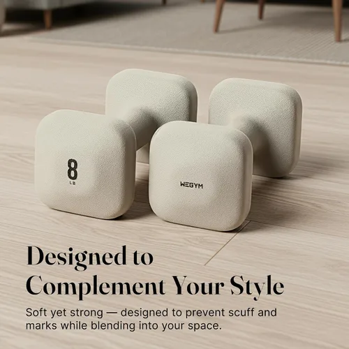 Miniatura 4 de WeGym SafeGrip Square Dumbbells with Anti Slip Handles, Aesthetic Free Weights for Home Workouts, Stable Design Prevents Rolling during Floor