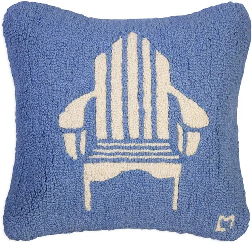 Chandler 4 Corners Almohada decorativa Adirondack diseñada por artistas en lana azul enganchada a mano (18 x 18 pulgadas), almohada para sofás y
