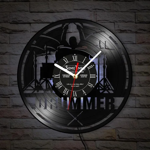 Miniatura 5 de The Geeky Days Reloj de pared con nombre personalizado, 7 colores cambiantes, reloj de pared de vinilo con luz nocturna LED, reloj de pared