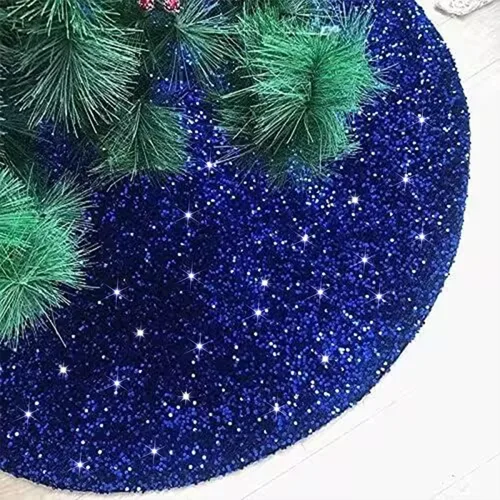Miniatura 12 de Faldas de árbol moradas de Navidad de 21 pulgadas, faldas de árbol de lentejuelas con purpurina, decoración de tela de terciopelo, falda de árbol