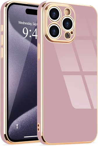 Miniatura 122 de Lafunda Diseñada para iPhone 13 Pro, fundas lujosas con chapado lindo para mujeres y niñas, elegante borde dorado, a prueba de golpes, TPU con funda
