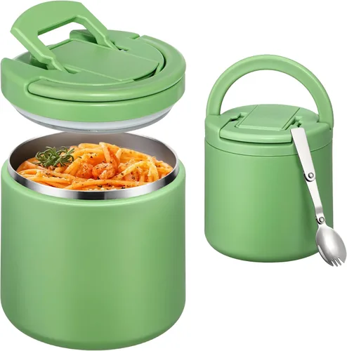Miniatura 17 de Itslife Termo de sopa aislado al vacío de 14 onzas para comida caliente, recipiente de almuerzo para niños con tapa de hebilla a prueba de fugas