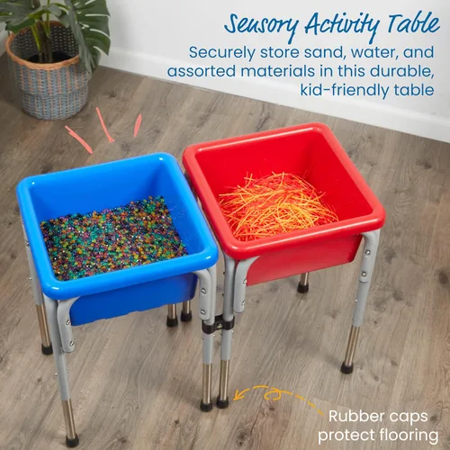 Miniatura 4 de ECR4Kids Mesas modulares de juego con arena y agua con tapas, varios colores, Azul, 1 Azul /Rojo