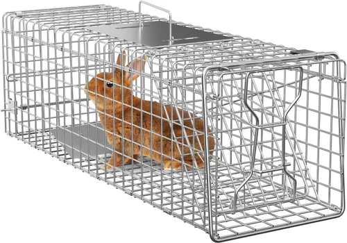 ZENY Jaula de acero para animales vivos, jaula de roedores para conejos, gatos callejeros, ardillas, mapaches, topos, topes, pollo, zarigüeya,