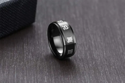 Miniatura 4 de Hisatan Anillo de equilibrio para hombre Tai Chi Yin Yang Bagua de acero inoxidable Taoísmo Zen Spirit Talismán banda giratoria