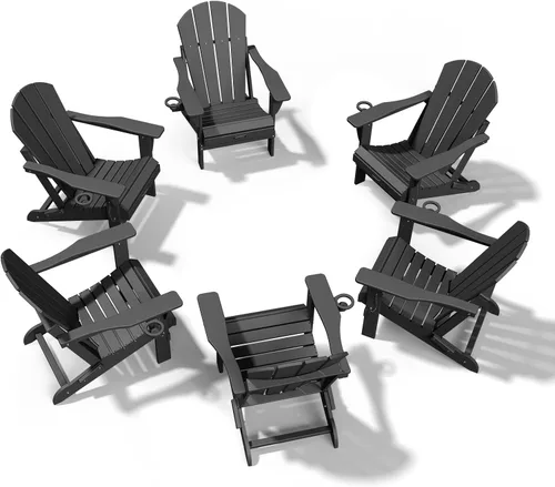 Miniatura 36 de MUCHENGHY Sillas Adirondack plegables, sillas de patio, sillas de césped, silla para exteriores, silla Adirondack de plástico, hoguera, resistente a
