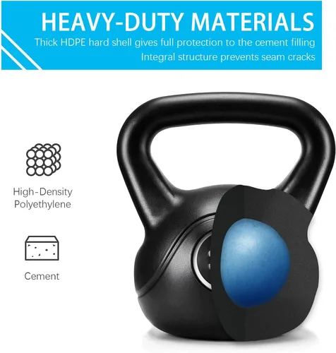 Miniatura 5 de Yaheetech Pesas rusas de 35 libras, para hombres y mujeres, gimnasio en casa, equipo de ejercicio y fitness con base plana ancha y agarre