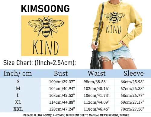 Miniatura 5 de KIMSOONG Bee Kind T Shirt Be kind Sweatshirt Women Funny Inspirational Lightweight Blouse