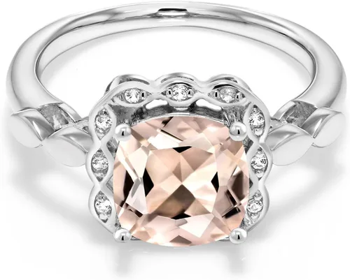 Miniatura 109 de Gem Stone King Anillo de compromiso de plata de ley 925 de 0.315 in con piedra natal y zafiro blanco creado Anillo de compromiso de boda
