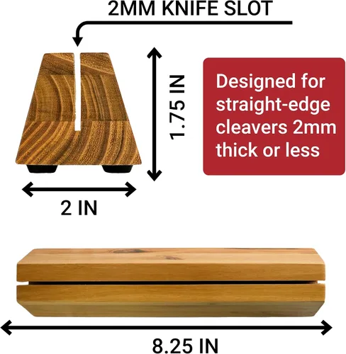 Miniatura 2 de Soporte de cuchilla Bloque de almacenamiento de cuchillos de madera para verduras de 8.25 pulgadas (teca, 0.079 in)