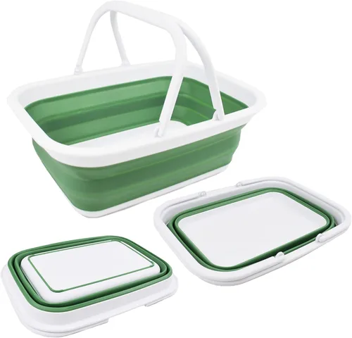 Miniatura 8 de SAMMART Tina plegable con asa de 9.2 litros (2.37 galones) - Cesta de picnic portátil al aire libre - Lavabo plegable para lavar platos, campamento