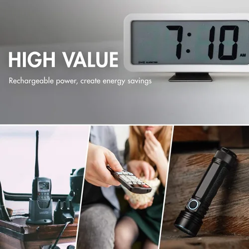 Miniatura 4 de Tenergy Paquete de 68 baterías recargables con cargador, 24 pilas AA 24 x AAA 8xC 8xD recargables con cargador, ideal para electrónica doméstica