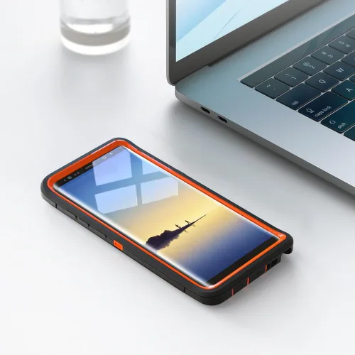 Miniatura 6 de Funda WOGROO para Galaxy Note 8, funda protectora resistente a caídas y golpes de grado pesado y resistente para Samsung Galaxy Note 8, Negro+Naranja