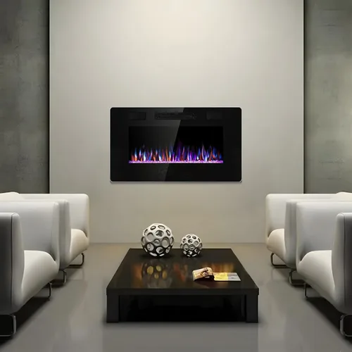 Miniatura 5 de Antarctic Star - Chimenea eléctrica de 30 pulgadas para empotrar y colocar en la pared, calentador de chimenea y chimenea lineal con llama