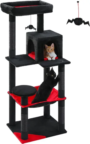 Miniatura 35 de MUTTROS Árbol para gatos de interior, torre para gatos de varios niveles de 44.5 pulgadas con hamaca grande de marco de metal, condominio para gatos