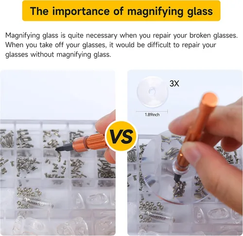 Miniatura 3 de Kit de reparación de lentes magnético todo en uno mejorado con lupa, kit de herramientas de reparación con 12 puntas de destornillador