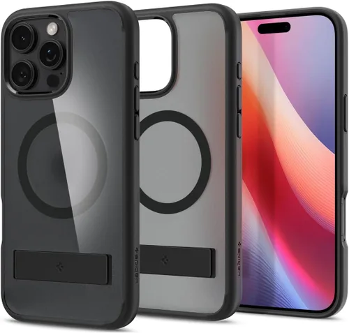 Miniatura 22 de Spigen Funda ultra híbrida S MagFit diseñada para iPhone 15 (2023) [Kickstand] [Amti Yellowing], compatible con MagSafe, color negro