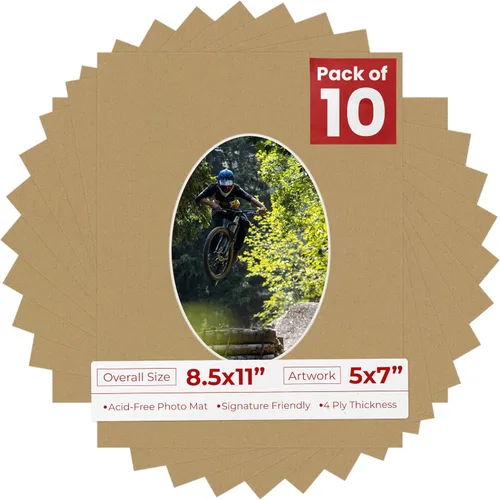 Miniatura 41 de Tapete de 8.5 x 11 pulgadas con corte biselado para fotos de 5 x 7 pulgadas, diseño ovalado, color azul bebé, sin ácidos, mate para proteger tus