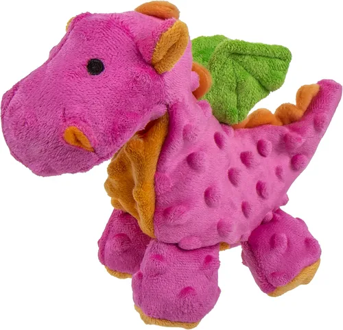 Miniatura 26 de goDog - Juguete de dragón de peluche chirriante para perro, tecnología Chew Guard, color azul claro, tamaño pequeño