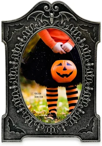 Miniatura 2 de Isaac Jacobs Marco de fotos de Halloween con forma de lápida de 4 x 6, para mesa de fotos y exhibición de pared, exhibición colgante y decoración