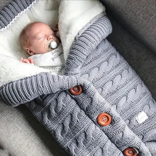 Miniatura 5 de insular Saco de dormir cálido para bebé tipo sobre de invierno para niños, saco de pie para cochecito, saco de dormir tejido para recién nacido