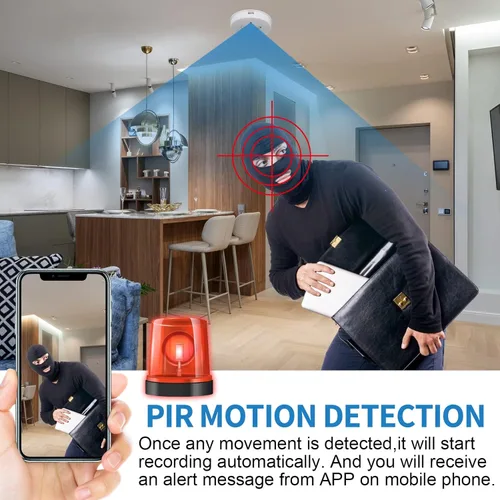 Miniatura 4 de Cámara oculta Detector de humo Video Cámara pequeña 1080P HD Cámara inalámbrica WiFi con visión nocturna y detección de movimiento Cámara