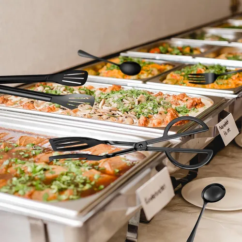 Miniatura 5 de Juego de 20 utensilios para servir, utensilios completos de acero inoxidable para bufé de catering para barbacoas de verano, parrillas, picnic