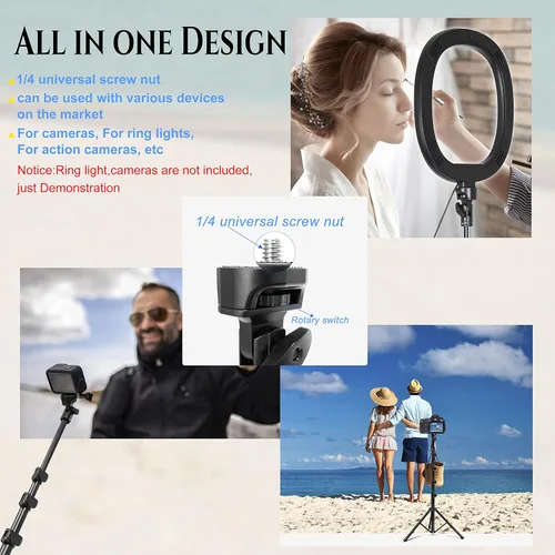 Miniatura 6 de Soporte de trípode para teléfono Selfie Stick de 60 pulgadas, accesorios de cámara profesional con registro remoto inalámbrico compatible con iPhone