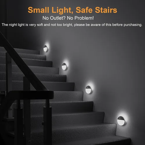 Miniatura 2 de YUNLEX Paquete de 2 luces nocturnas a batería, luces de inodoro, luz de sensor de movimiento pequeño de 2.6 pulgadas, luces adhesivas, 3 modos