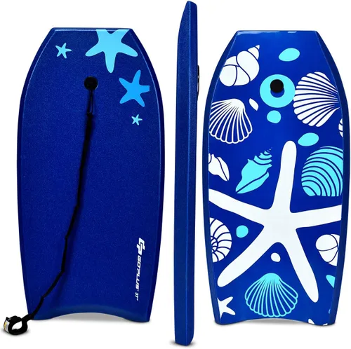 Miniatura 17 de Goplus Tabla de cuerpo ligera de 41/37/33 pulgadas para playa, tabla de surf con núcleo EPS, cubierta XPE, parte inferior lisa de HDPE, correa