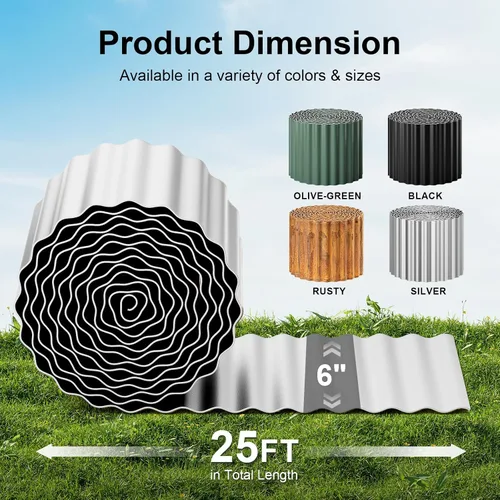 Miniatura 2 de Land Guard Borde Corrugado para Jardín, Borde de Pavimentadora de Paisaje de 6" x 25', Borde Alto para Paisaje, Cerca para Jardín, Cama de Flores