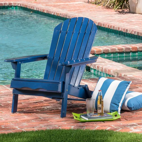Miniatura 7 de Folding Adirondack Chairs, Solid Wood Outdoor Patio Chairs with All-Weather Construction for Yard, Garden, Backyard, Deck & Fire Pit,Blue
