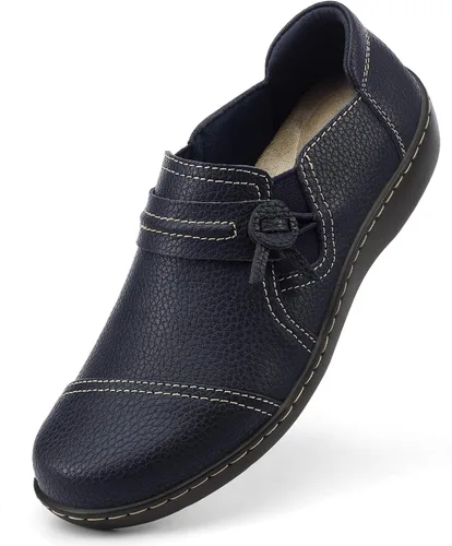 LAZYPOP Mocasines de cuero clásicos y cómodos para mujer, bonitos zapatos de vestir informales, ligeros, para caminar, zapatos planos para el
