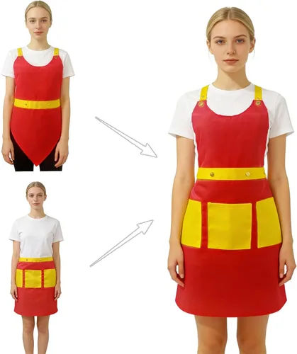 Miniatura 10 de Server Aprons For Women Men With 3 Pockets, 2pc Set, Waterproof Apron For Kitchen Cooking Waitress Gardening Art Work