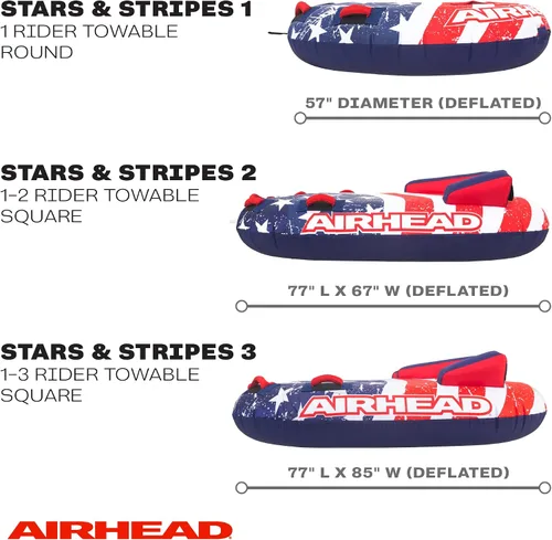Miniatura 6 de SportsStuff Airhead Stars and Stripes - 1 tubo remolcable para navegación y deportes acuáticos, fabricado en los Estados Unidos, cubierta de nailon