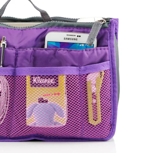 Miniatura 6 de GEARONIC TM - Bolsa organizadora para bolsas de mujer, bolsa que se mete dentro de bolsa de mujer para organizar mejor cosméticos, etc., S, Púrpura