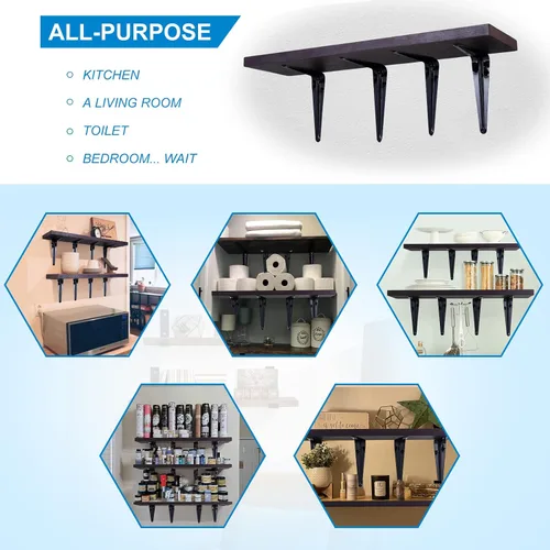 Miniatura 6 de HEART ART Paquete de 10 soportes de estante de 10 pulgadas, soportes de estante resistentes, soportes flotantes en L, soportes de estante de metal