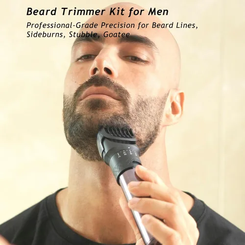 Miniatura 2 de Cortadora de barba para hombres, juego de afeitadoras eléctricas y cortapelos, dial de precisión ajustable con 20 configuraciones, kit de afeitado