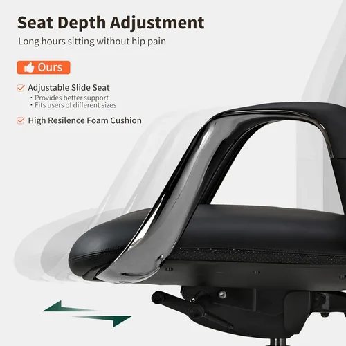Miniatura 6 de EUREKA ERGONOMIC Serene - Silla de oficina ejecutiva, de piel de napa de alta calidad, con respaldo alto, con base de aluminio, silla ergonómica