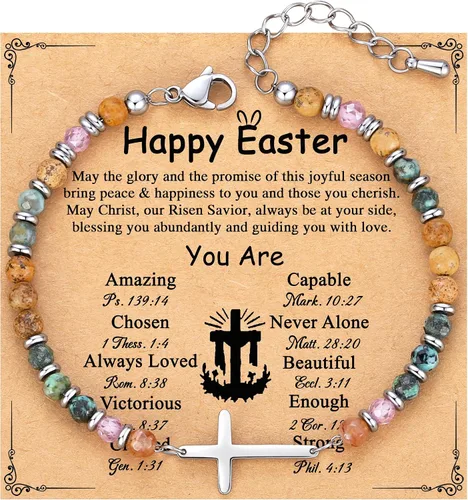 Miniatura 32 de TONY & SANDY Pulsera de cruz cristiana para mujer, regalo de San Valentín para ella, regalo de confirmación de bautismo, Pascua, regalo único