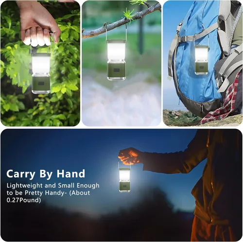 Miniatura 7 de Linterna de camping portátil recargable de 4 pulgadas, linterna de luces LED de camping de 2000 lm con luz roja y 20 horas de funcionamiento