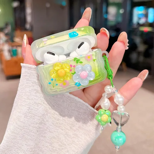 Miniatura 4 de Funda para Airpod Pro 2/1, linda flor 3D con llavero funda protectora de TPU transparente compatible con AirPods Pro de 2ª y 1ª generación, funda