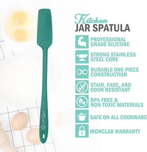 Miniatura 4 de Espátula de silicona para frascos, raspador de goma antiadherente resistente al calor de 600 °F, perfecta para tarros, batidos, licuadoras, Verde