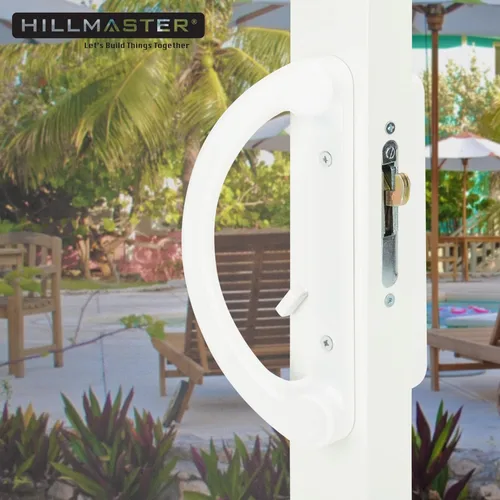Miniatura 4 de HILLMASTER Juego de manijas para puerta corredera de patio con cerradura de muesca 45° para reemplazo, diseño reversible de estilo de muesca, sin