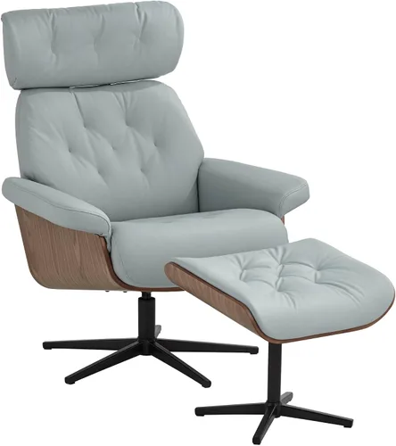 Miniatura 3 de Benchmaster Sillón reclinable y otomano giratorio ajustable color azul cielo Melia