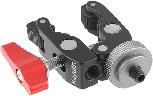 Miniatura 5 de Soporte de abrazadera de cangrejo con adaptador de tornillo de 1/4 "para trípode de cámara de luz flash de estudio (negro)