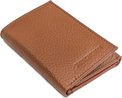 Miniatura 6 de Winchester Billeteras Trifold para hombres de cuero de vaca de grano completo RFID bloqueo con ventana de identificación cartera compacta