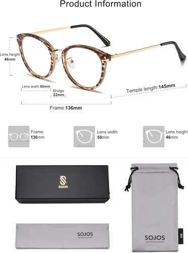 Miniatura 5 de SOJOS Lentes de lectura de luz azul redondos estilo retro TR90 para mujeres y hombres. Lentes para computadoras. Gafas de protección contra la luz