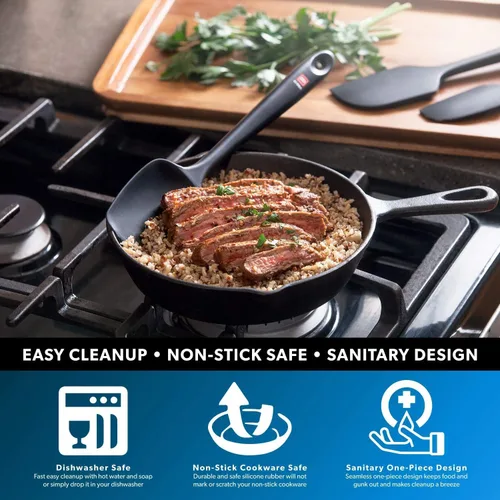 Miniatura 3 de DI ORO Espátula Cuchara de Silicona - Resistente al Calor 600°F Raspador Spoonula de Silicona Grande - Libre de BPA Seguro para Utensilios de Cocina