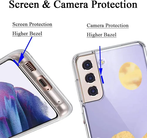 Miniatura 2 de Unov Funda para Galaxy S21, transparente con diseño, ajuste delgado, buen agarre, funda de teléfono en relieve, cubierta protectora a prueba